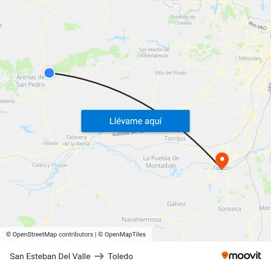 San Esteban Del Valle to Toledo map