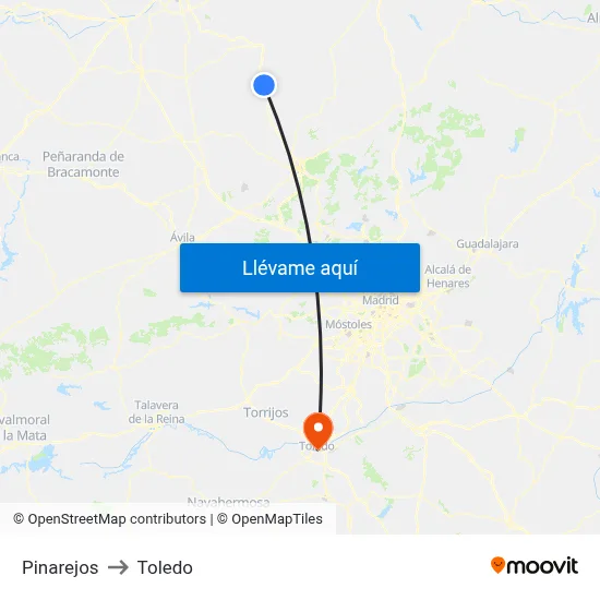 Pinarejos to Toledo map