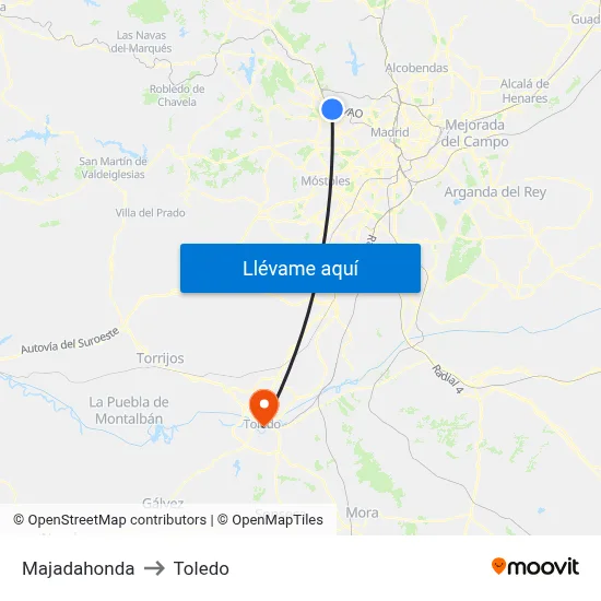 Majadahonda to Toledo map