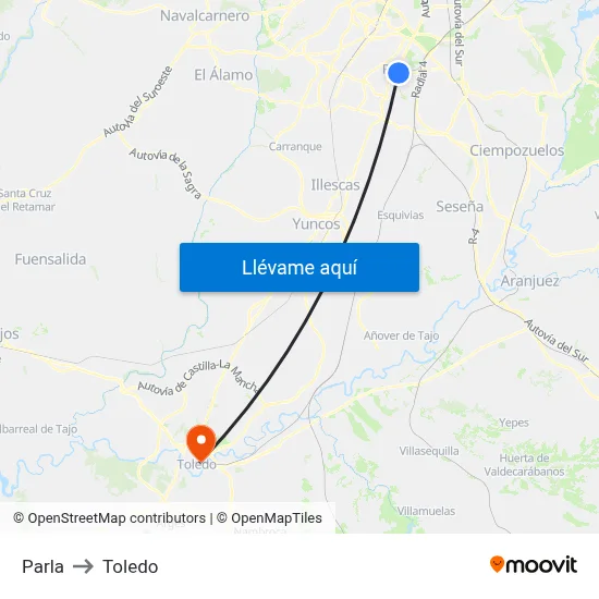Parla to Toledo map