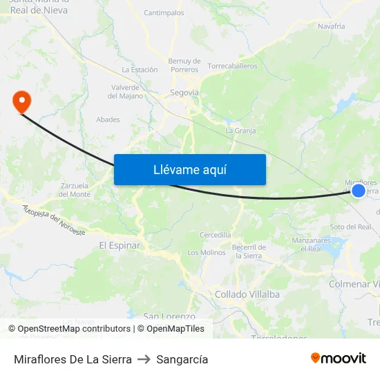 Miraflores De La Sierra to Sangarcía map