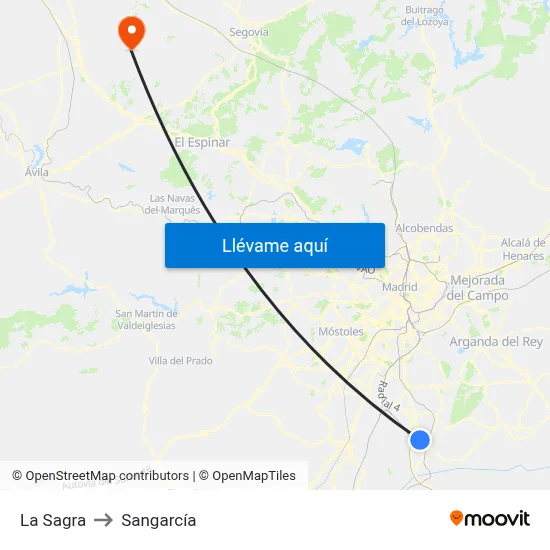 La Sagra to Sangarcía map