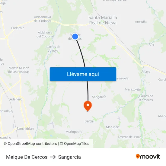 Melque De Cercos to Sangarcía map