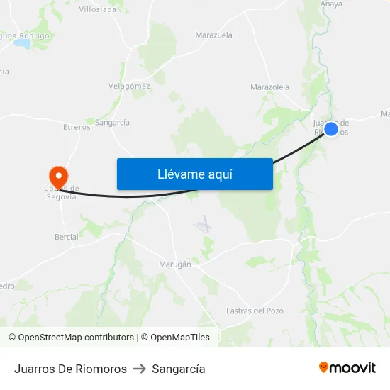 Juarros De Riomoros to Sangarcía map