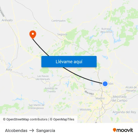 Alcobendas to Sangarcía map
