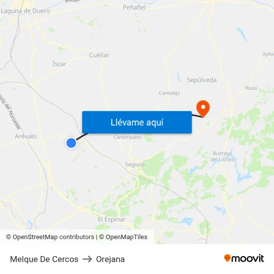 Melque De Cercos to Orejana map