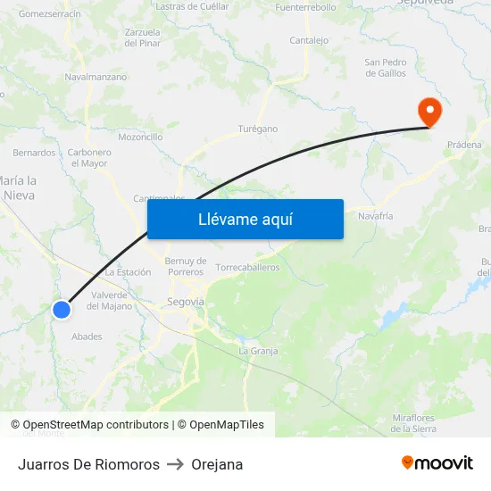 Juarros De Riomoros to Orejana map