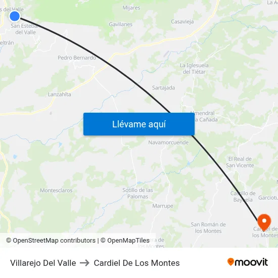 Villarejo Del Valle to Cardiel De Los Montes map