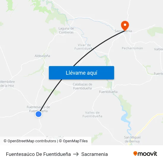 Fuentesaúco De Fuentidueña to Sacramenia map