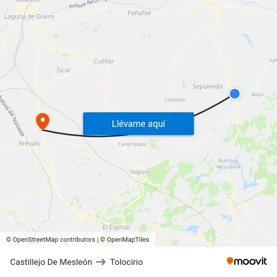 Castillejo De Mesleón to Tolocirio map