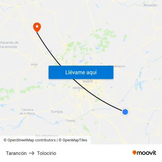Tarancón to Tolocirio map