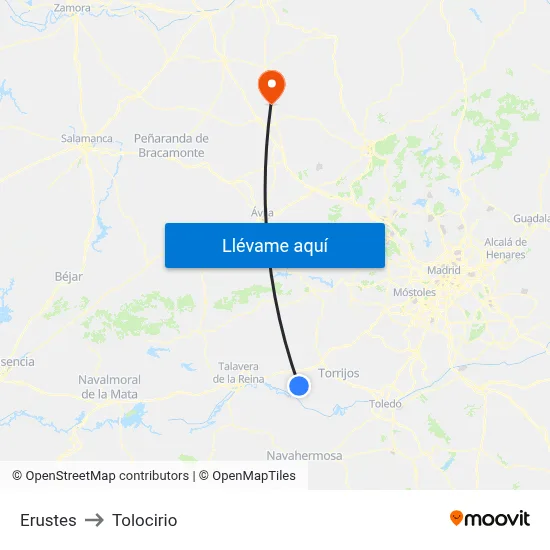 Erustes to Tolocirio map