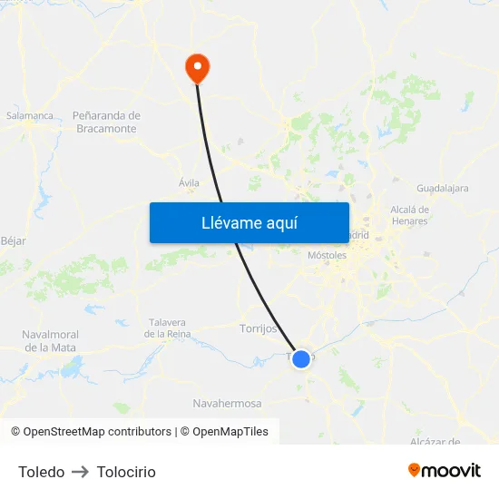 Toledo to Tolocirio map