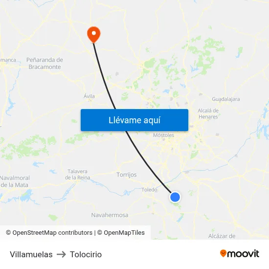 Villamuelas to Tolocirio map