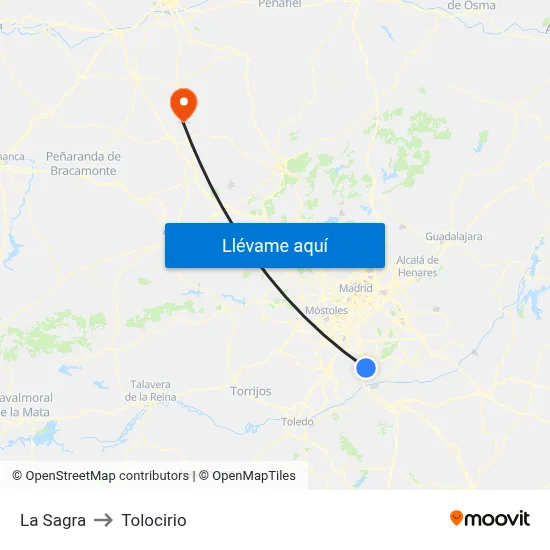 La Sagra to Tolocirio map