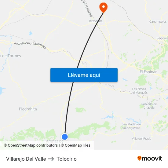 Villarejo Del Valle to Tolocirio map