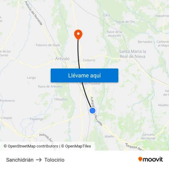 Sanchidrián to Tolocirio map