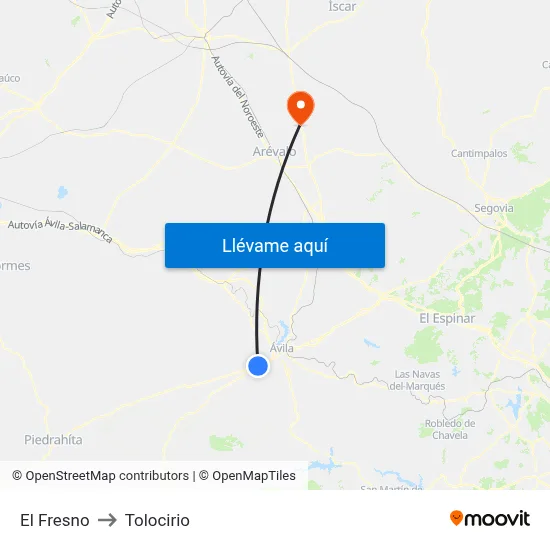 El Fresno to Tolocirio map