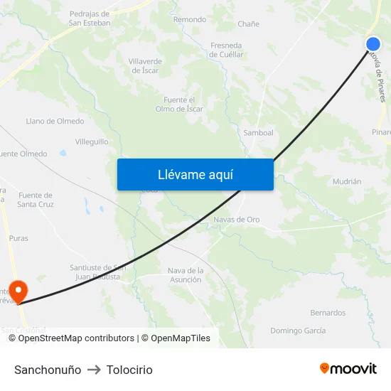 Sanchonuño to Tolocirio map