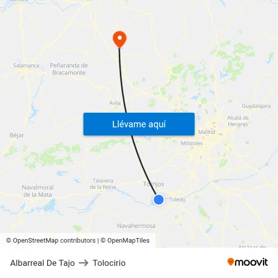 Albarreal De Tajo to Tolocirio map