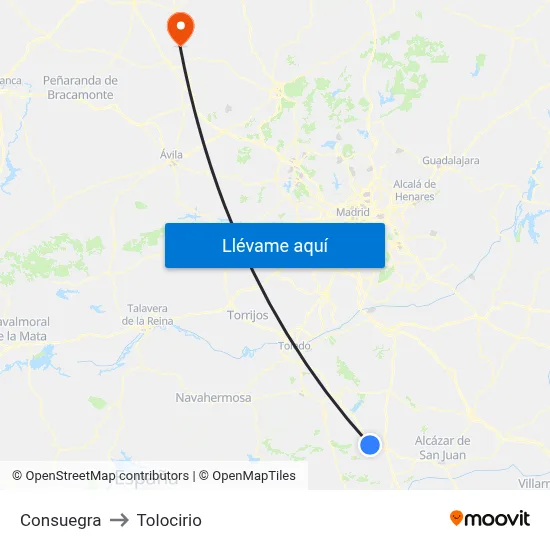 Consuegra to Tolocirio map