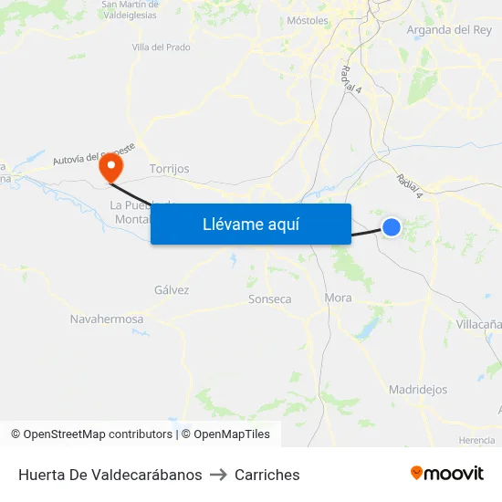 Huerta De Valdecarábanos to Carriches map