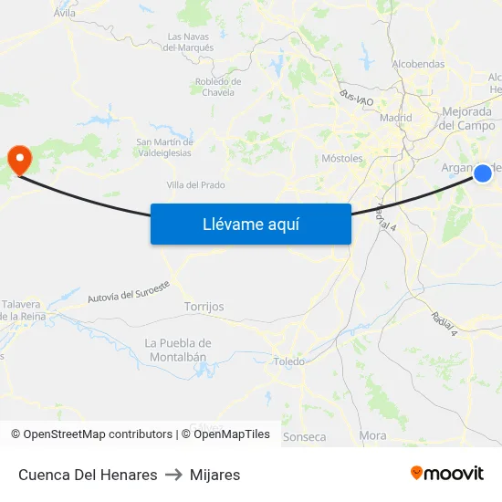 Cuenca Del Henares to Mijares map