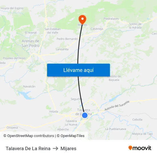 Talavera De La Reina to Mijares map