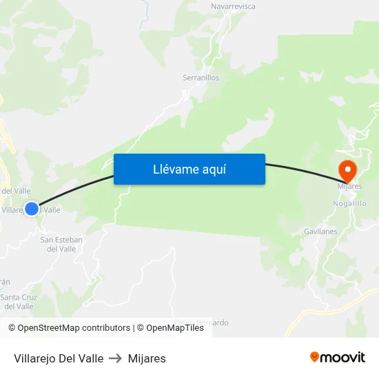 Villarejo Del Valle to Mijares map