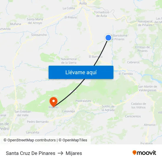 Santa Cruz De Pinares to Mijares map