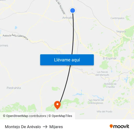 Montejo De Arévalo to Mijares map