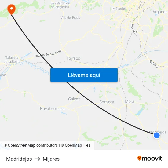 Madridejos to Mijares map