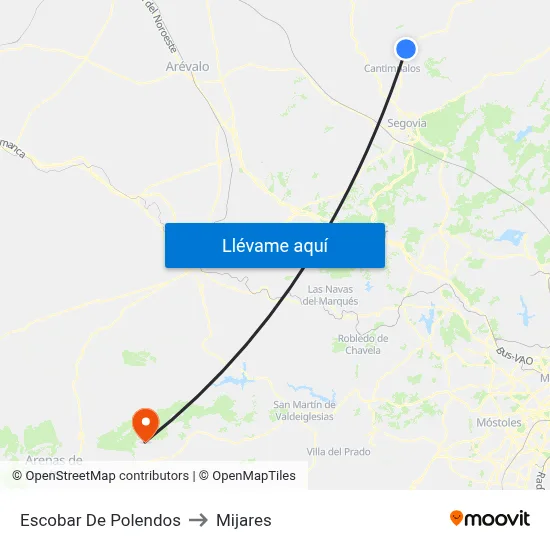 Escobar De Polendos to Mijares map