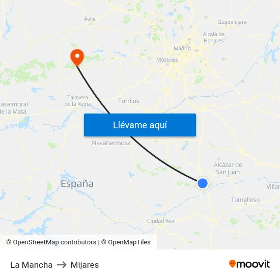La Mancha to Mijares map