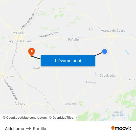 Aldehorno to Portillo map