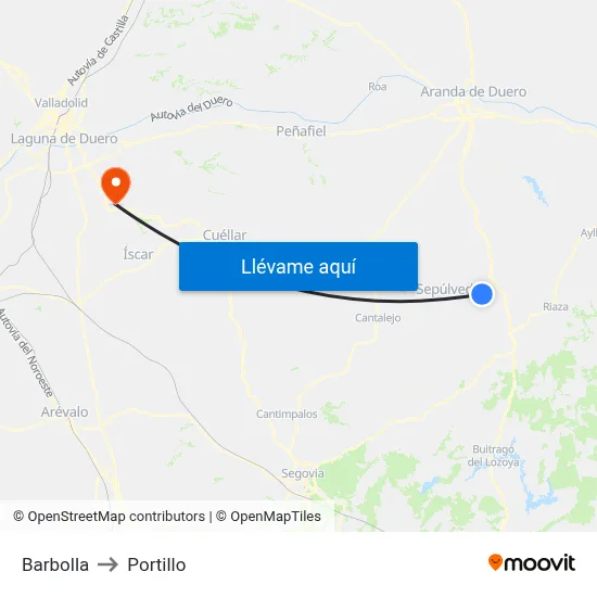 Barbolla to Portillo map