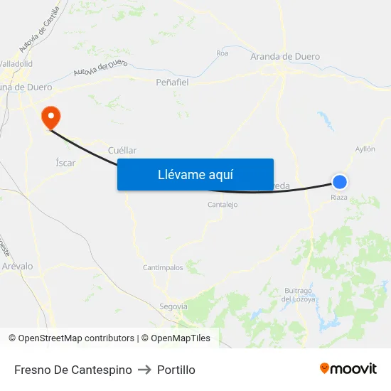Fresno De Cantespino to Portillo map