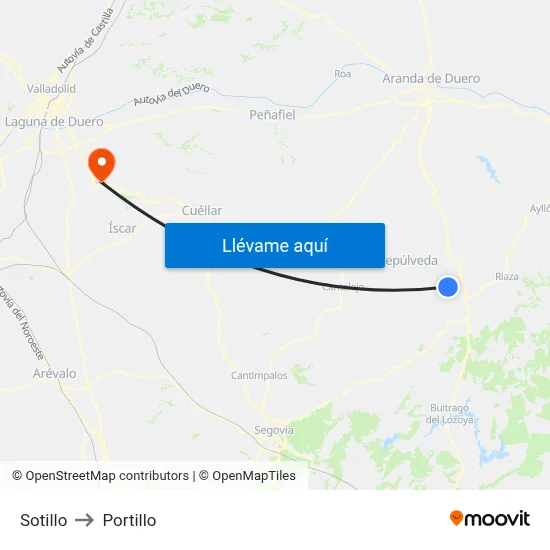 Sotillo to Portillo map