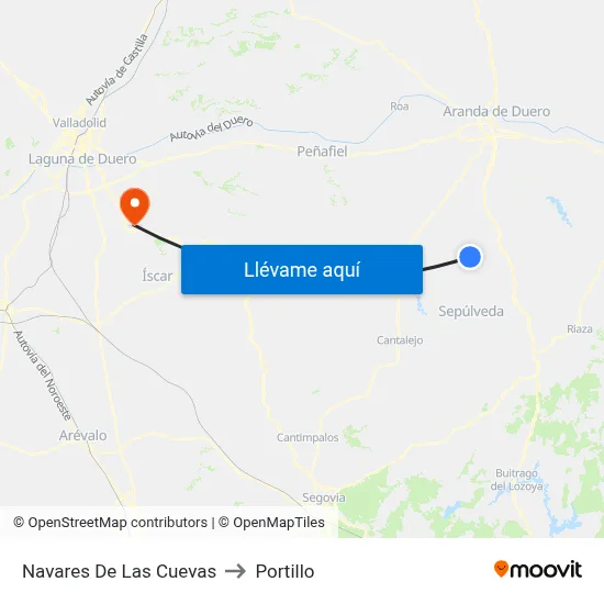 Navares De Las Cuevas to Portillo map