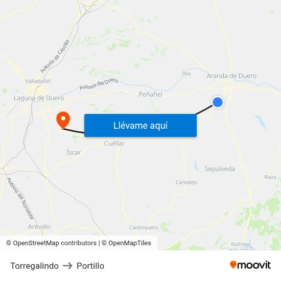 Torregalindo to Portillo map