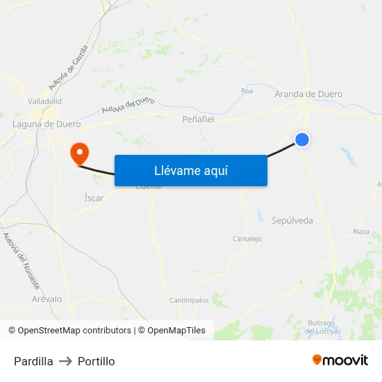 Pardilla to Portillo map
