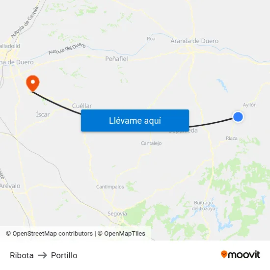 Ribota to Portillo map