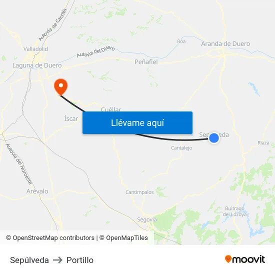 Sepúlveda to Portillo map