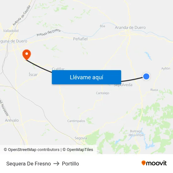 Sequera De Fresno to Portillo map