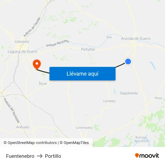 Fuentenebro to Portillo map