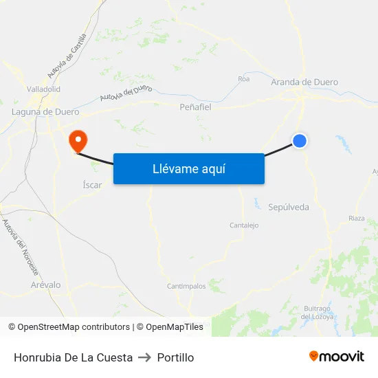 Honrubia De La Cuesta to Portillo map