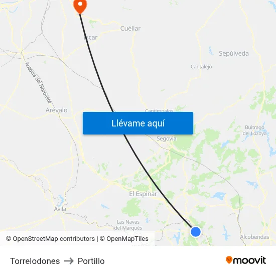 Torrelodones to Portillo map