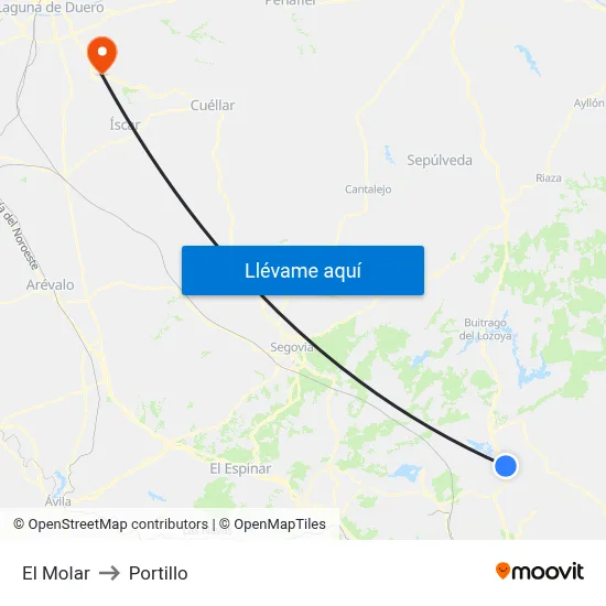El Molar to Portillo map