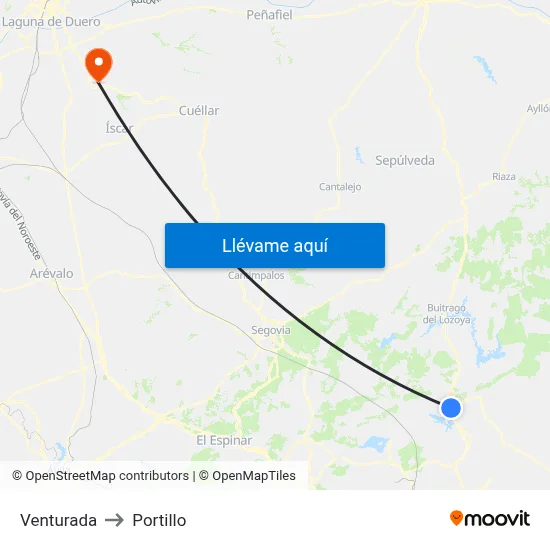 Venturada to Portillo map