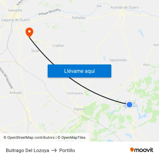 Buitrago Del Lozoya to Portillo map